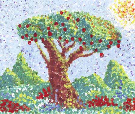 puu, hedelmät, punainen, puutarha, maalaus, taide Anastasia Serduykova Vadimovna - Dreamstime