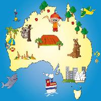Pixwords Kuva valtio, maa, maanosa, meri, valtameri, vene, koala Milena Moiola (Adelaideiside)