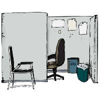 toimisto, tuoli, roskakori, paperi Eric Basir - Dreamstime