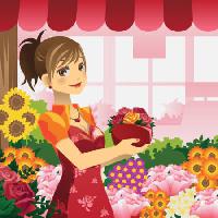 Pixwords Kuva nainen, kukkia, myymälä, punainen, tyttö Artisticco Llc - Dreamstime