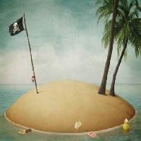 Pixwords Kuva ranta, lippu, merirosvo, saari Annnmei - Dreamstime