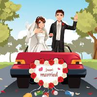naimisissa, mariage, vaimo, aviomies, auto, mies, nainen Artisticco Llc - Dreamstime