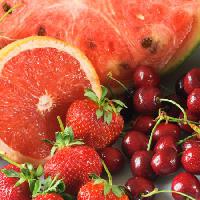 Pixwords Kuva punainen, hedelmät, mango, meloni, kirsikat, kirsikka Adina Chiriliuc - Dreamstime
