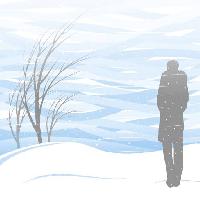 Pixwords Kuva talvi, lumi, henkilö, mies, myräkkä, puu Akvdanil