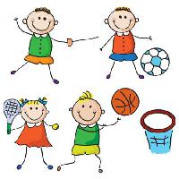 Pixwords Kuva lapset, urheilu, jalkapallo, tennis, kori Aliona Zbughin - Dreamstime