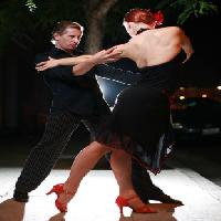 tanssi, mies, nainen, musta, mekko, vaihe, musiikki Konstantin Sutyagin - Dreamstime