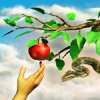 Pixwords Kuva omena, käärme, haara, vihreä, lehdet, käsi Andreus - Dreamstime