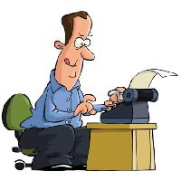 mies, toimisto, kirjoittaa, kirjailija, paperi, tuoli, pöytä Dedmazay - Dreamstime